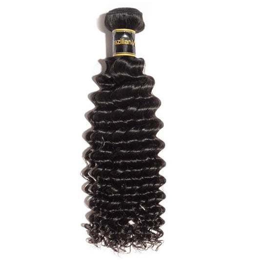 RicanHair 10-30 Inch Deep Curly Virgin Brazilian Hair #1B Natural Black