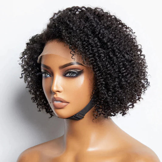 RicanHair 12 Inches 5x5 4C Edges | Kinky Edges Jerry Curly Glueless Short Lace Closure Wig-100% Human Hair
