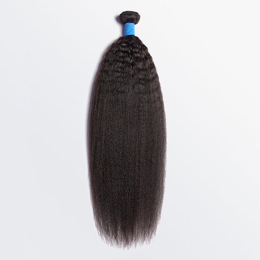 RicanHair 10-30 Inch Kinky Straight Virgin Brazilian Hair #1B Natural Black