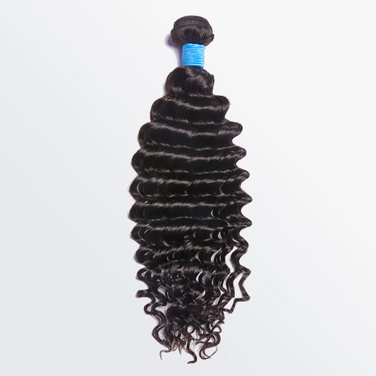 RicanHair 10-30 Inch Deep Wavy Virgin Brazilian Hair #1B Natural Black